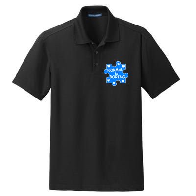 Normal Is Boring Autism Awareness Dry Zone Grid Polo