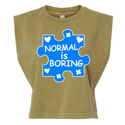 Normal Is Boring Autism Awareness Garment-Dyed Women's Muscle Tee