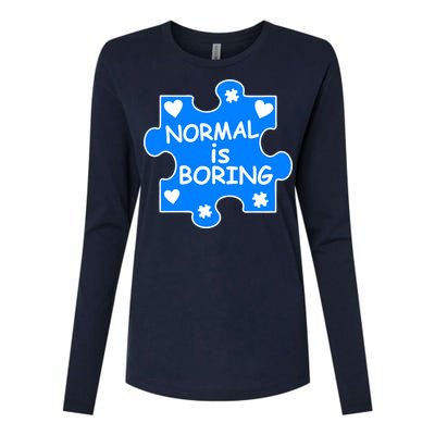 Normal Is Boring Autism Awareness Womens Cotton Relaxed Long Sleeve T-Shirt