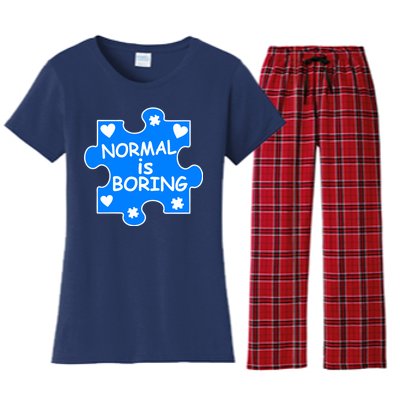 Normal Is Boring Autism Awareness Women's Flannel Pajama Set