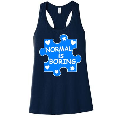 Normal Is Boring Autism Awareness Women's Racerback Tank