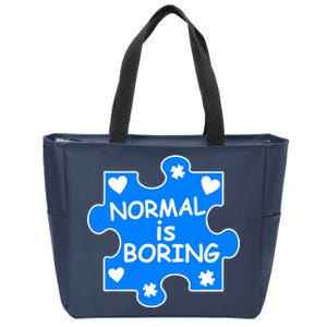 Normal Is Boring Autism Awareness Zip Tote Bag