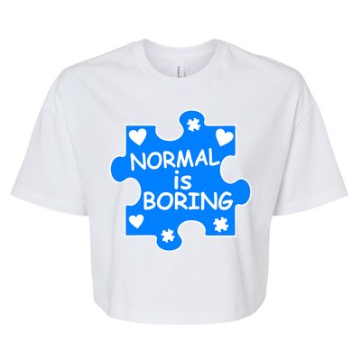 Normal Is Boring Autism Awareness Bella+Canvas Jersey Crop Tee