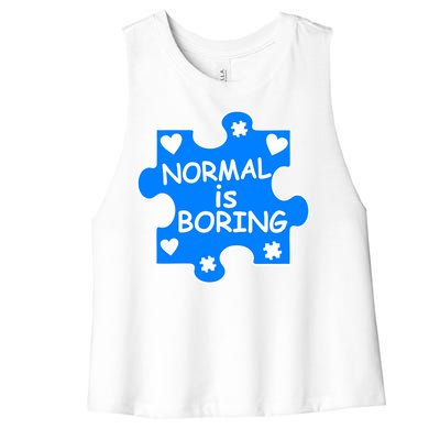 Normal Is Boring Autism Awareness Women's Racerback Cropped Tank