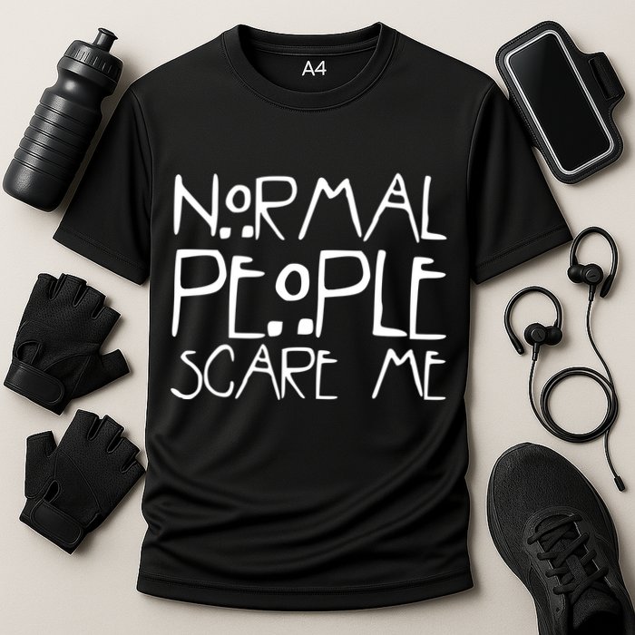 Normal People Scare Me Funny Awkward Weird Cooling Performance Crew T-Shirt