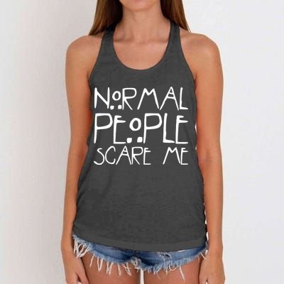 Normal People Scare Me Funny Awkward Weird Women's Knotted Racerback Tank