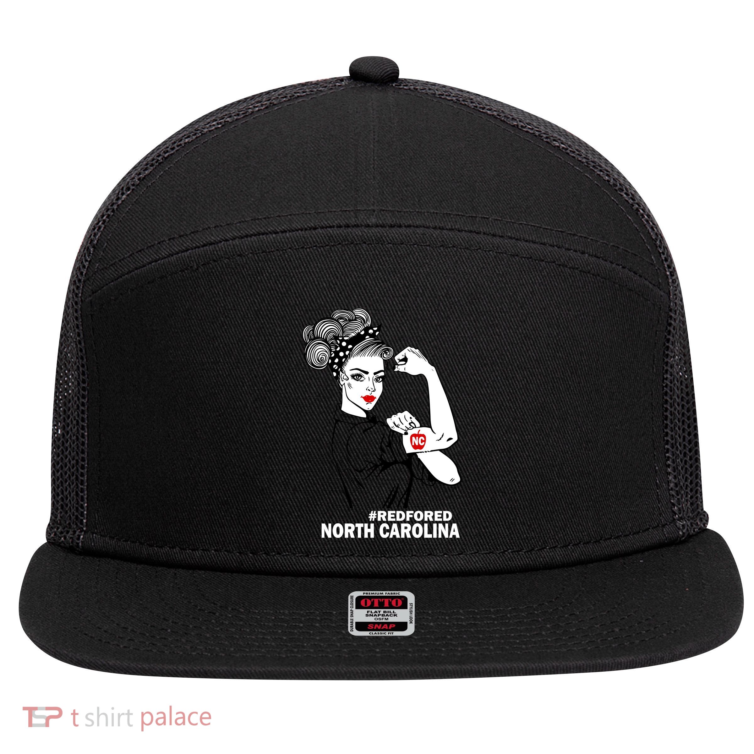 North Carolina NC Red For Ed Strong 7 Panel Mesh Trucker Snapback Hat