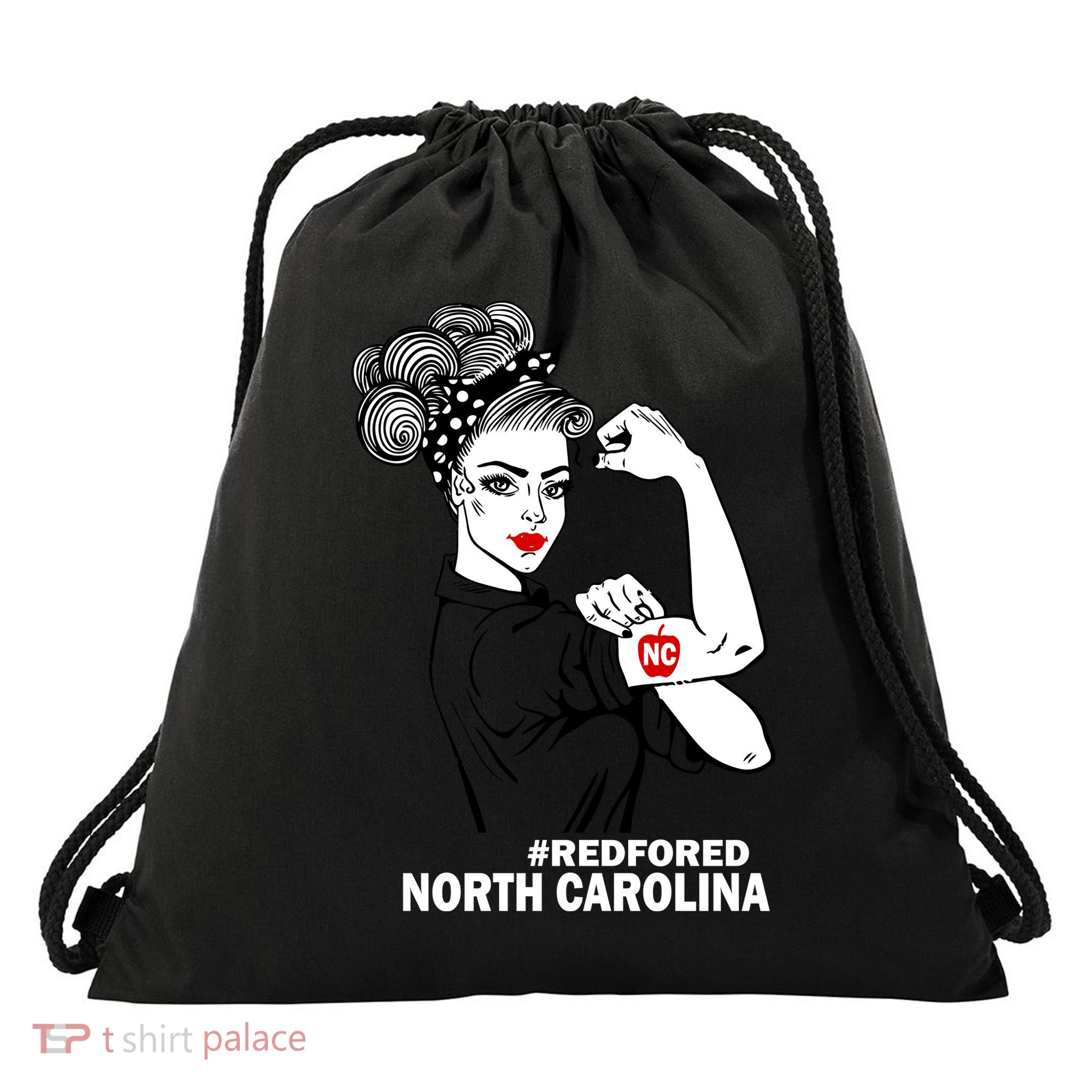North Carolina NC Red For Ed Strong Drawstring Bag