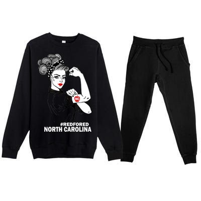 North Carolina NC Red For Ed Strong Premium Crewneck Sweatsuit Set