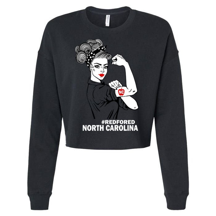 North Carolina NC Red For Ed Strong Cropped Pullover Crew