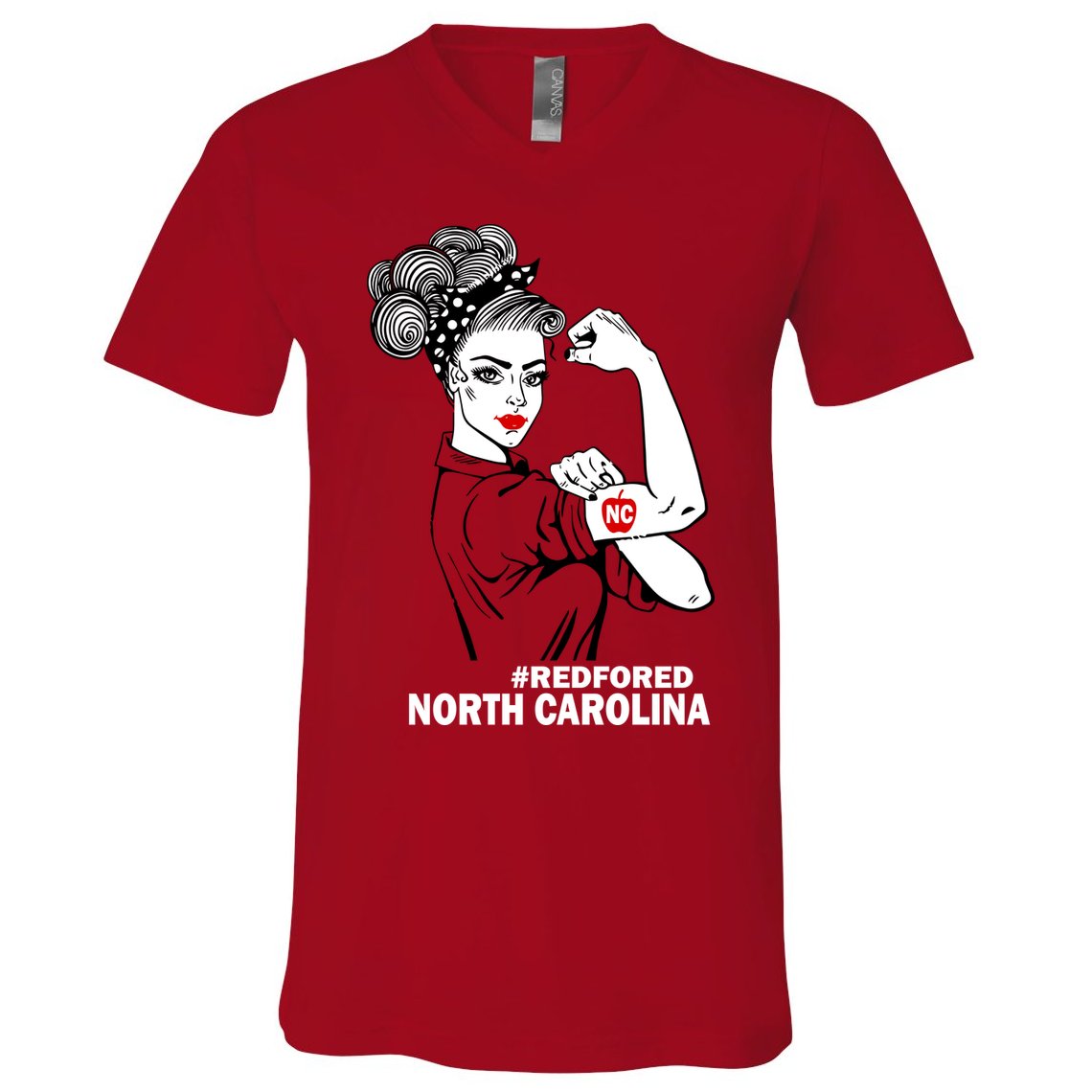 North Carolina NC Red For Ed Strong V-Neck T-Shirt