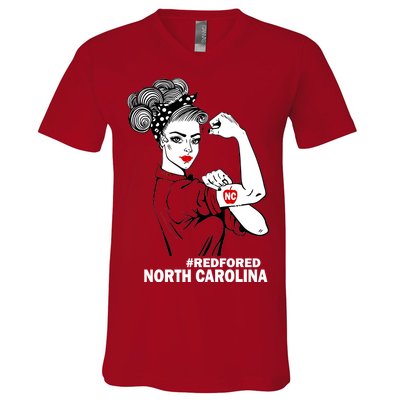 North Carolina NC Red For Ed Strong V-Neck T-Shirt