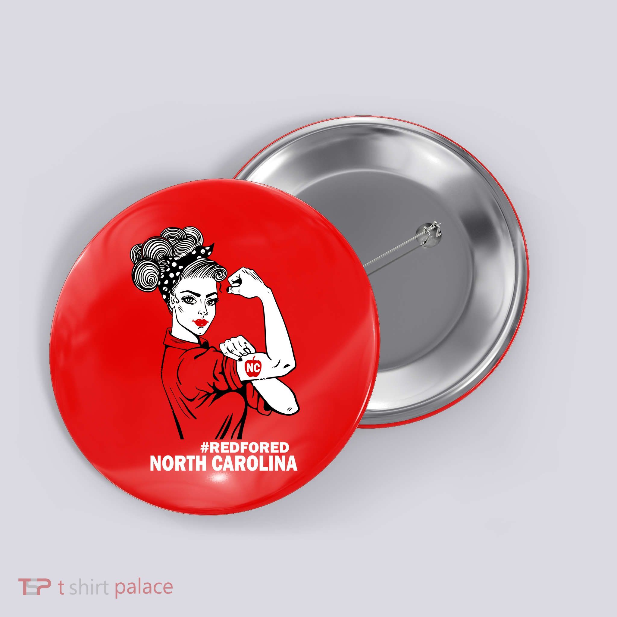 North Carolina NC Red For Ed Strong Button