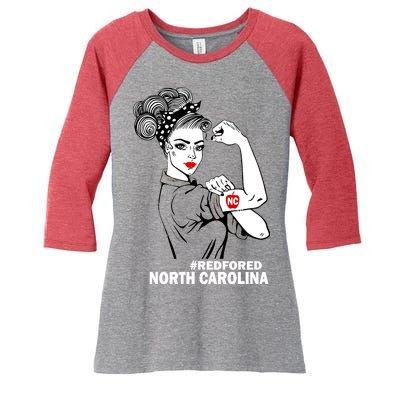 North Carolina NC Red For Ed Strong Women's Tri-Blend 3/4-Sleeve Raglan Shirt