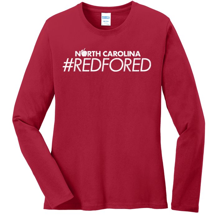 North Carolina Red For Ed Ladies Long Sleeve Shirt