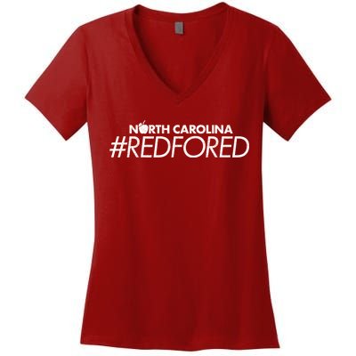 North Carolina Red For Ed Women's V-Neck T-Shirt