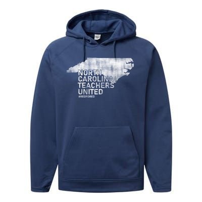 North Carolina Teachers United Red For Ed Performance Fleece Hoodie