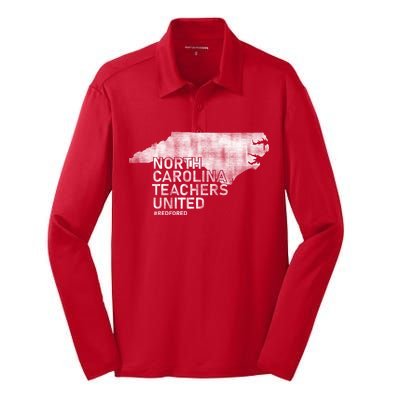 North Carolina Teachers United Red For Ed Silk Touch Performance Long Sleeve Polo