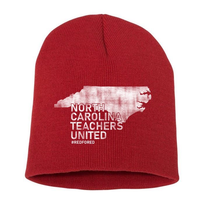 North Carolina Teachers United Red For Ed Short Acrylic Beanie