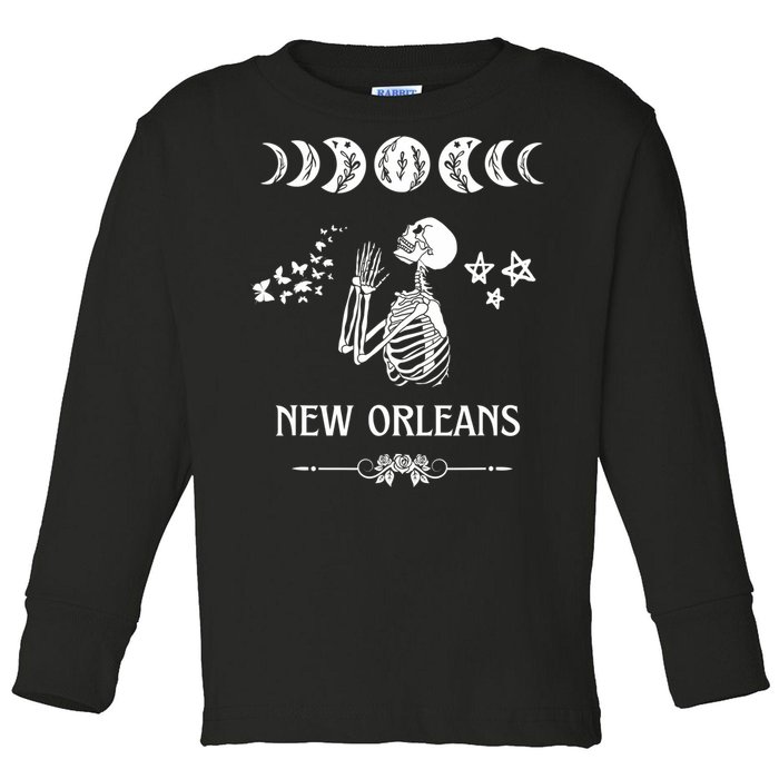 New Orleans Spooky Goth Nola Louisiana Halloween Gothic Toddler Long Sleeve Shirt