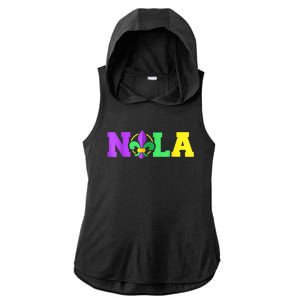 New Orleans Strong 2025 Nola Strong Support Fleur De Lis Ladies PosiCharge Tri-Blend Wicking Draft Hoodie Tank