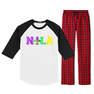 New Orleans Strong 2025 Nola Strong Support Fleur De Lis Raglan Sleeve Pajama Set