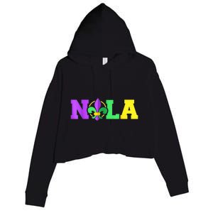 New Orleans Strong 2025 Nola Strong Support Fleur De Lis Crop Fleece Hoodie