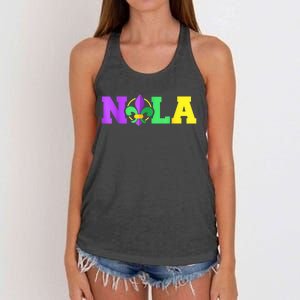 New Orleans Strong 2025 Nola Strong Support Fleur De Lis Women's Knotted Racerback Tank