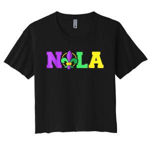 New Orleans Strong 2025 Nola Strong Support Fleur De Lis Women's Crop Top Tee