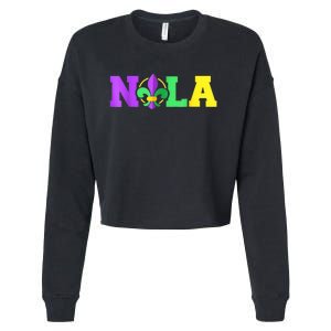 New Orleans Strong 2025 Nola Strong Support Fleur De Lis Cropped Pullover Crew