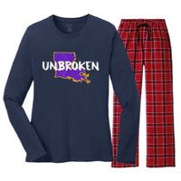 New Orleans Strong 2025 Unbroken Women's Long Sleeve Flannel Pajama Set 