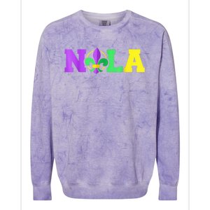 New Orleans Strong 2025 Nola Strong Support Fleur De Lis Colorblast Crewneck Sweatshirt