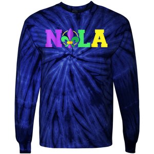 New Orleans Strong 2025 Nola Strong Support Fleur De Lis Tie-Dye Long Sleeve Shirt