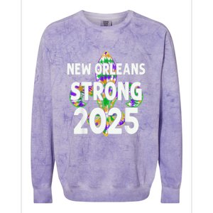 New Orleans Strong 2025 Nola Strong Tie Dye Style Colorblast Crewneck Sweatshirt