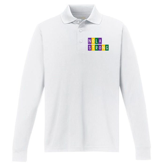 New Orleans Support Strong Performance Long Sleeve Polo