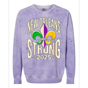 New Orleans Strong 2025 Nola Strong Support Fleur De Lis Colorblast Crewneck Sweatshirt