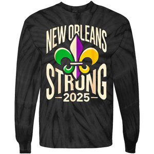 New Orleans Strong 2025 Nola Strong Support Fleur De Lis Tie-Dye Long Sleeve Shirt