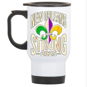 New Orleans Strong 2025 Nola Strong Support Fleur De Lis Stainless Steel Travel Mug