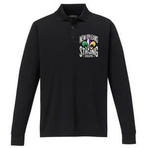 New Orleans Strong 2025 Support Fleurdelis For Nola Performance Long Sleeve Polo