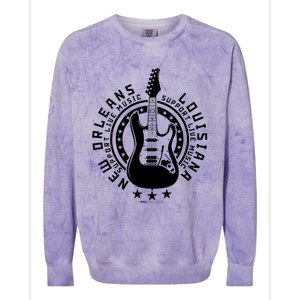 New Orleans Support Local Rock Music Electric Guitar Meaningful Gift Colorblast Crewneck Sweatshirt