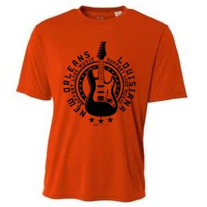 New Orleans Support Local Rock Music Electric Guitar Meaningful Gift Cooling Performance Crew T-Shirt