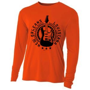 New Orleans Support Local Rock Music Electric Guitar Meaningful Gift Cooling Performance Long Sleeve Crew