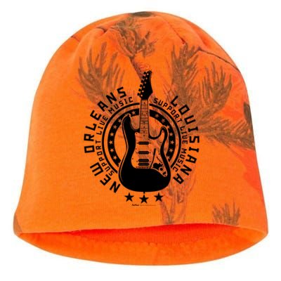 New Orleans Support Local Rock Music Electric Guitar Meaningful Gift Kati - Camo Knit Beanie