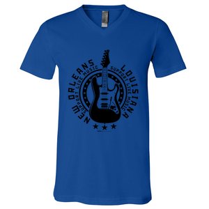 New Orleans Support Local Rock Music Electric Guitar Meaningful Gift V-Neck T-Shirt