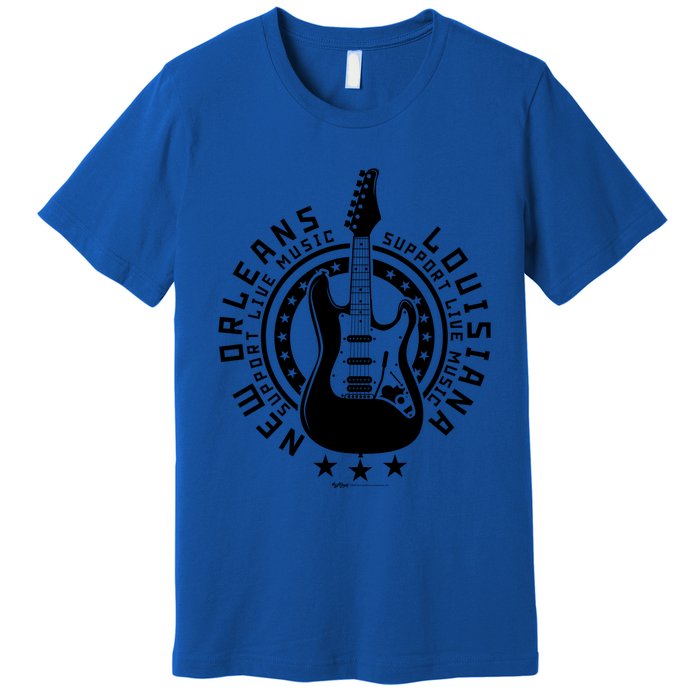 New Orleans Support Local Rock Music Electric Guitar Meaningful Gift Premium T-Shirt