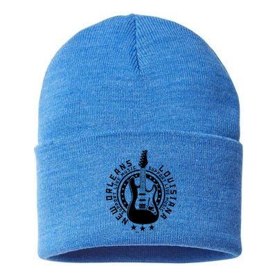 New Orleans Support Local Rock Music Electric Guitar Meaningful Gift Sustainable Knit Beanie