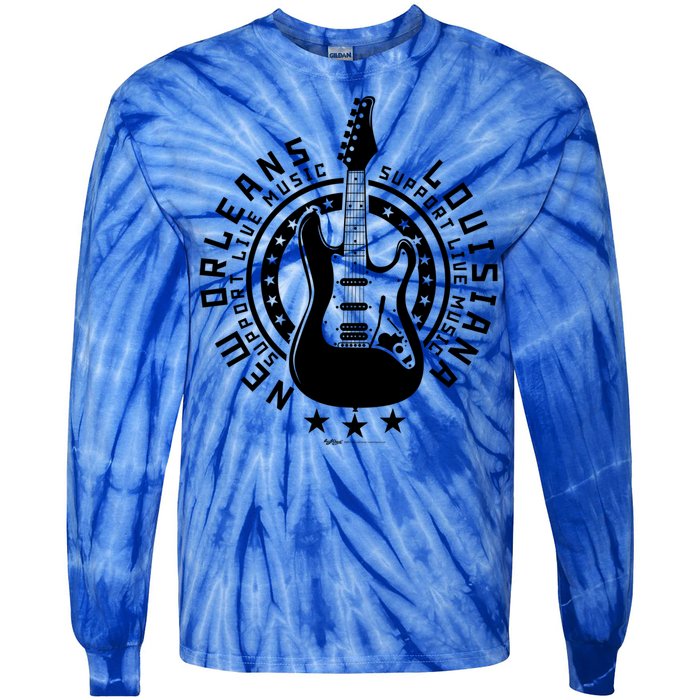 New Orleans Support Local Rock Music Electric Guitar Meaningful Gift Tie-Dye Long Sleeve Shirt