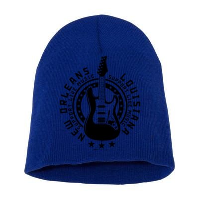 New Orleans Support Local Rock Music Electric Guitar Meaningful Gift Short Acrylic Beanie