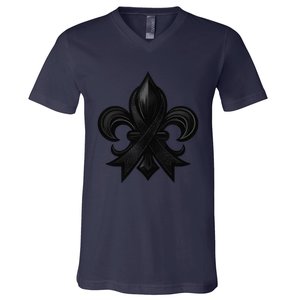 New Orleans Strong 2025 Nola Strong Support Fleur De Lis V-Neck T-Shirt