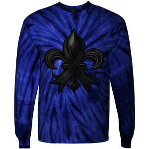 New Orleans Strong 2025 Nola Strong Support Fleur De Lis Tie-Dye Long Sleeve Shirt